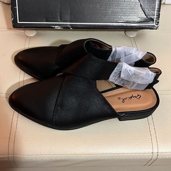 Qupid Black Ankle Strap Mule Sz 6.5 - Picture 4 of 5